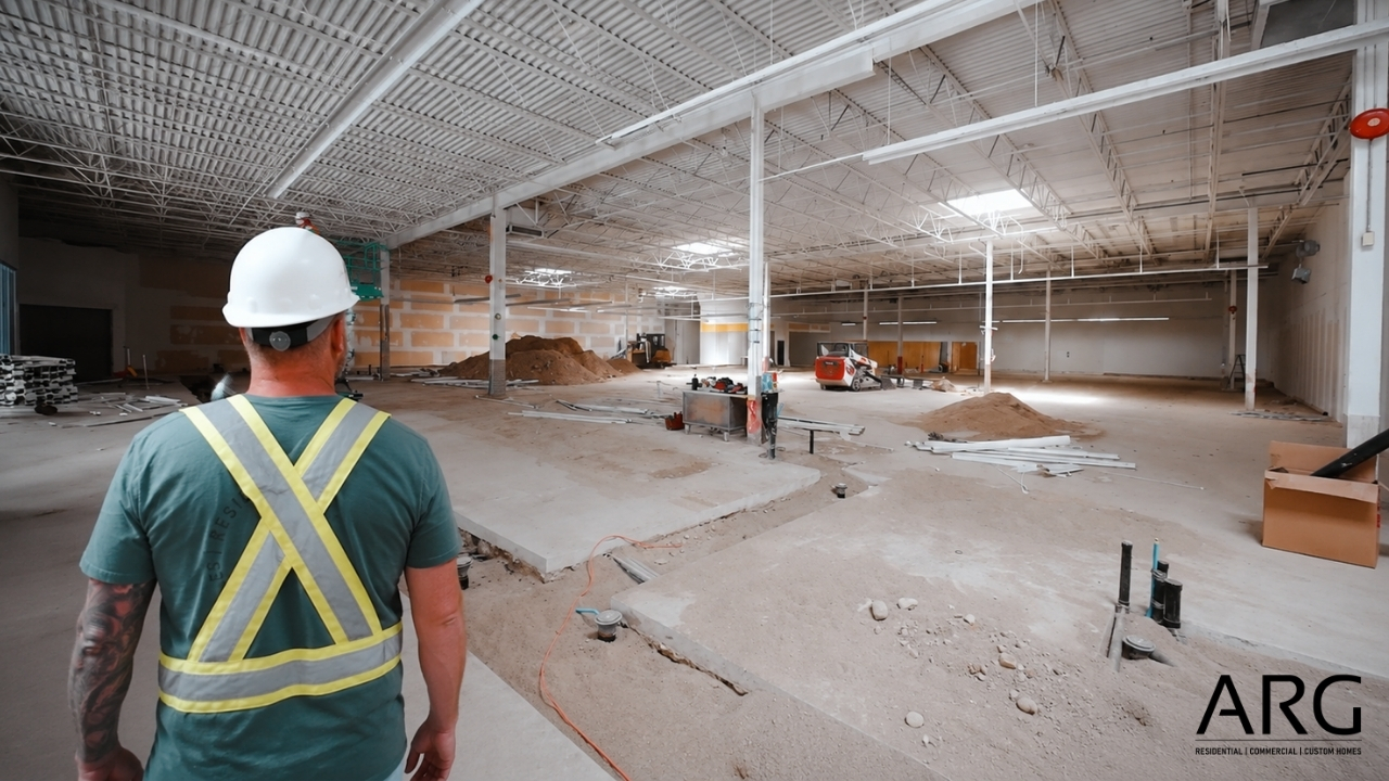ARG Contracting's Adam Galbraith surveys the interior of the future Obsidian Athletic Club Kelowna at 2020 Harvey Avenue during Phase 1 of the commercial build.